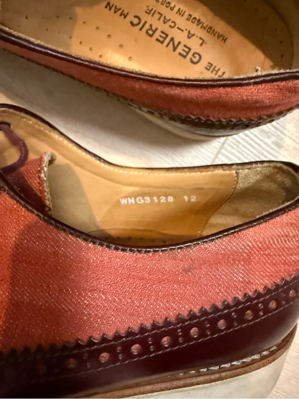 Burgundy and Rust Two-Tone Wingtip Oxfords - Picture 4 of 5